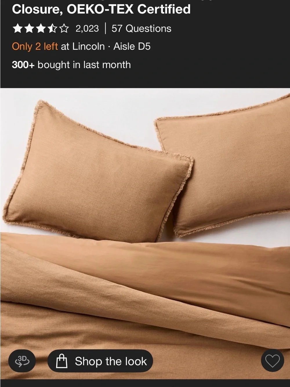 Casaluna Linen King Size- Blend Duvet Cover Set - Camel Brown